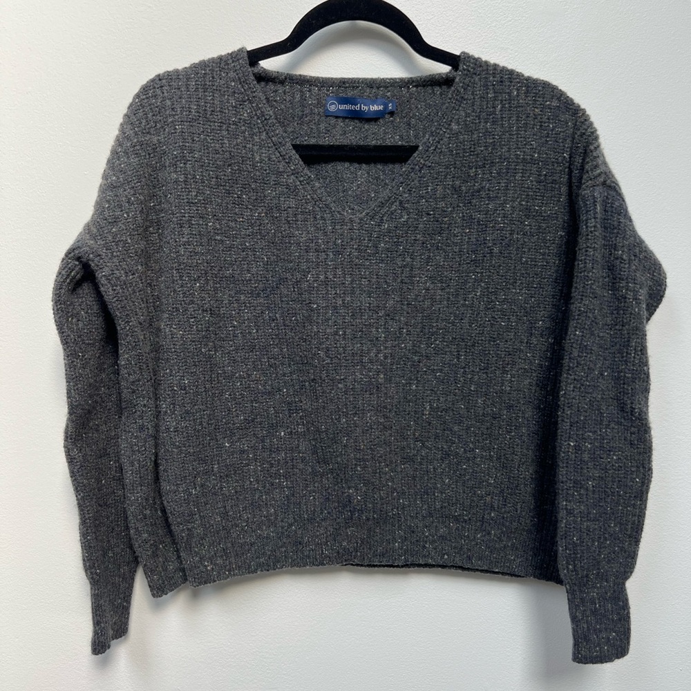 United By Blue Gray V-Neck Sweater